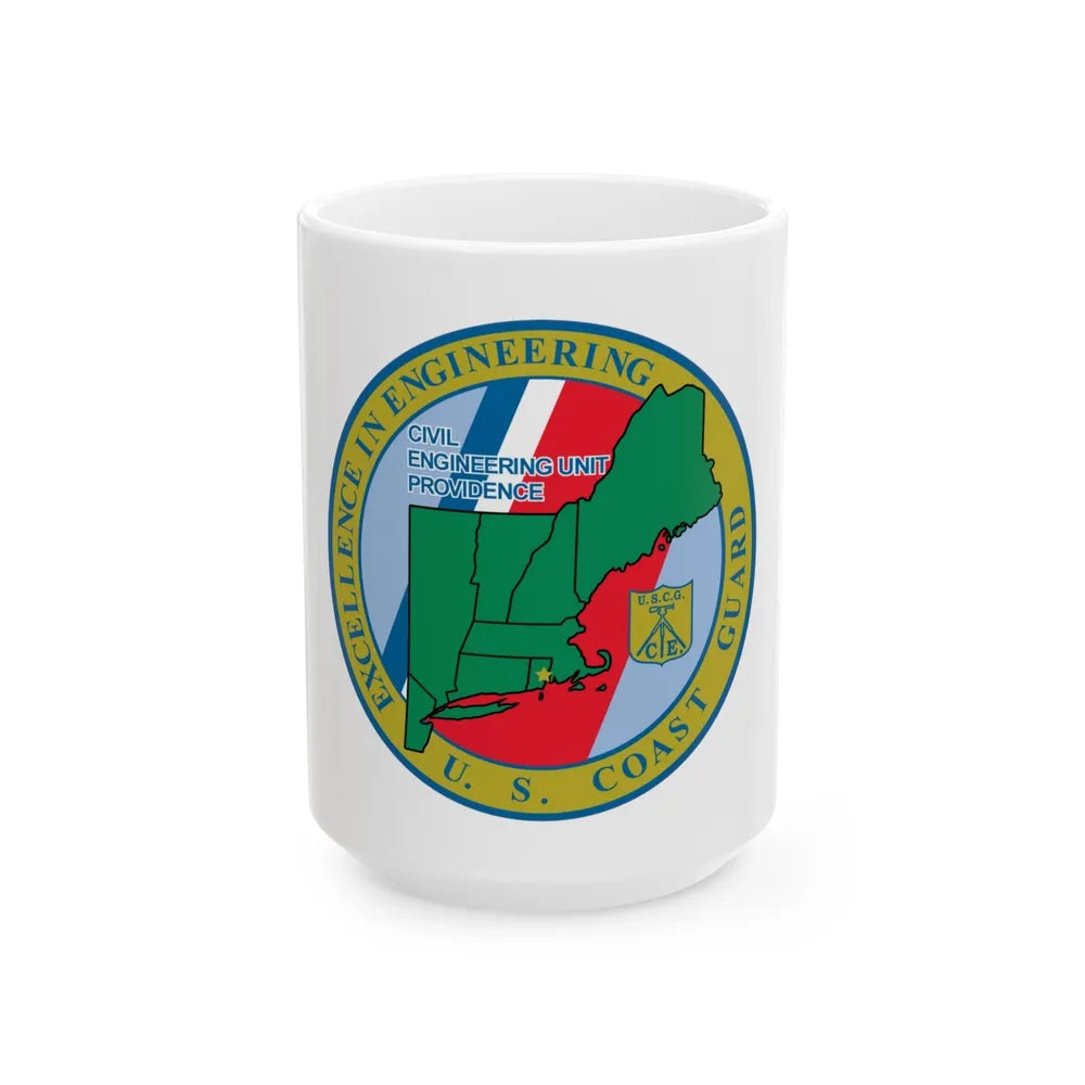 USCG Civil Engineering Unit Providence (U.S. Coast Guard) White Coffee Mug-15oz-Go Mug Yourself