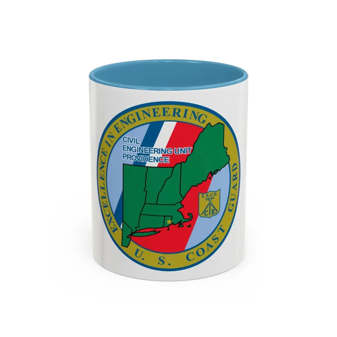 USCG Civil Engineering Unit Providence (U.S. Coast Guard) Accent Coffee Mug 11oz Light Blue - Go Mug Yourself