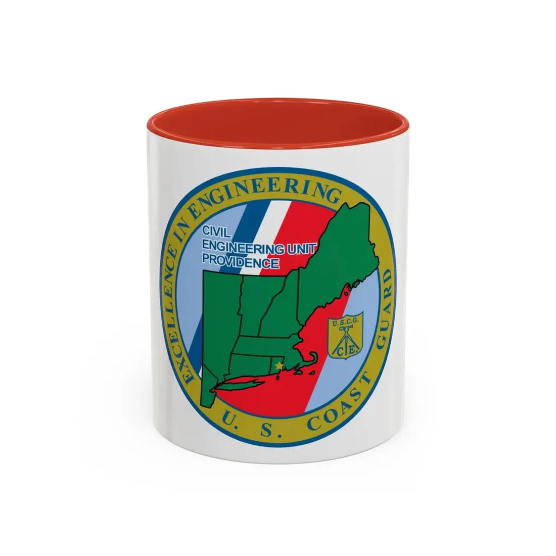 USCG Civil Engineering Unit Providence (U.S. Coast Guard) Accent Coffee Mug 11oz Red - Go Mug Yourself