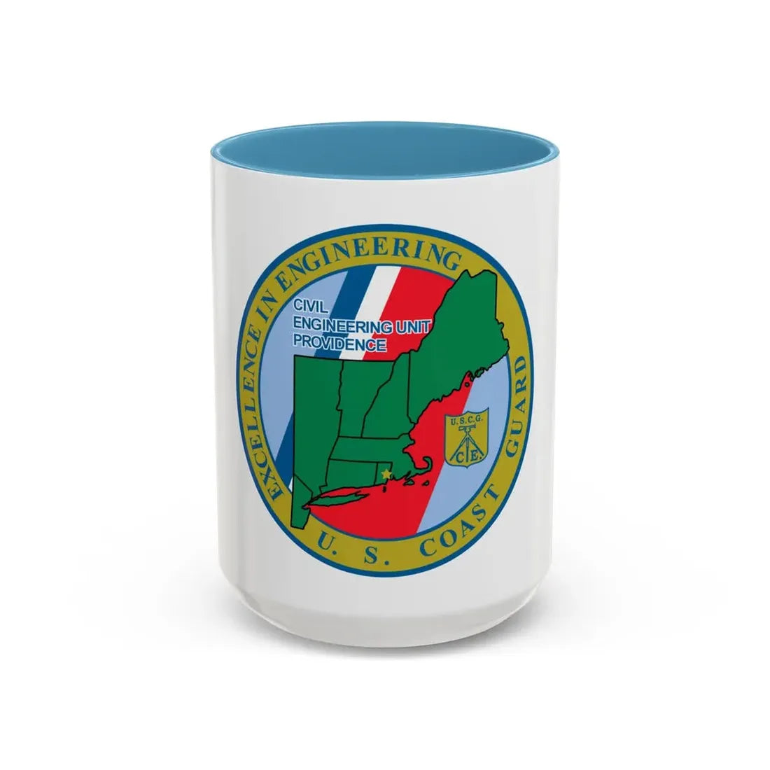 USCG Civil Engineering Unit Providence (U.S. Coast Guard) Accent Coffee Mug 15oz Light Blue - Go Mug Yourself