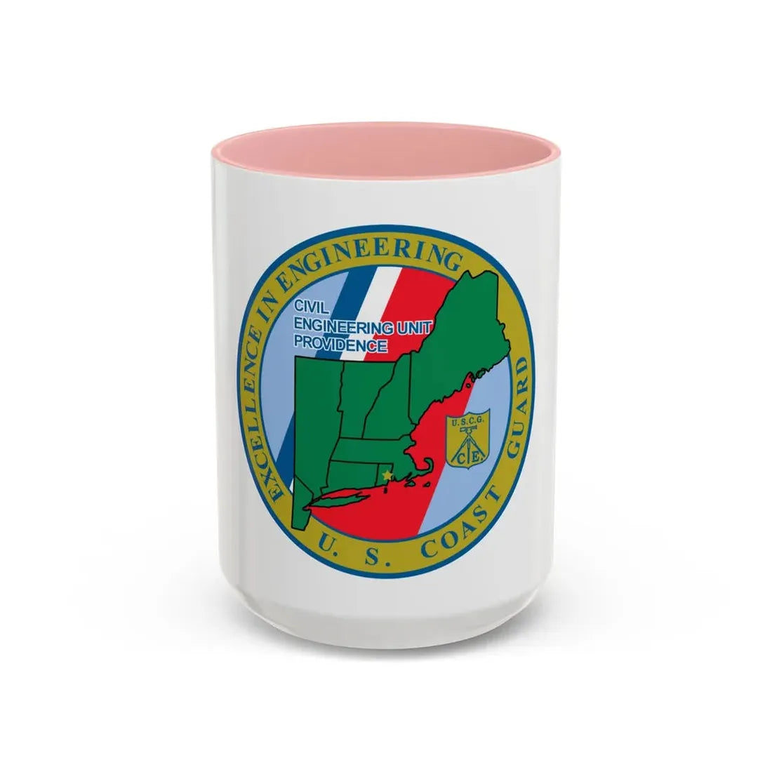 USCG Civil Engineering Unit Providence (U.S. Coast Guard) Accent Coffee Mug 15oz Pink - Go Mug Yourself