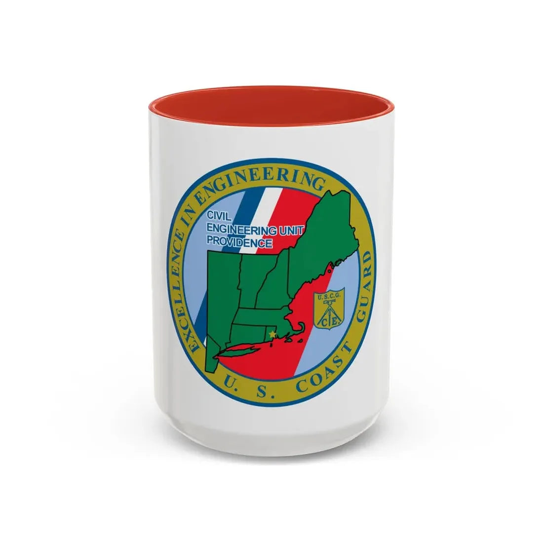 USCG Civil Engineering Unit Providence (U.S. Coast Guard) Accent Coffee Mug 15oz Red - Go Mug Yourself