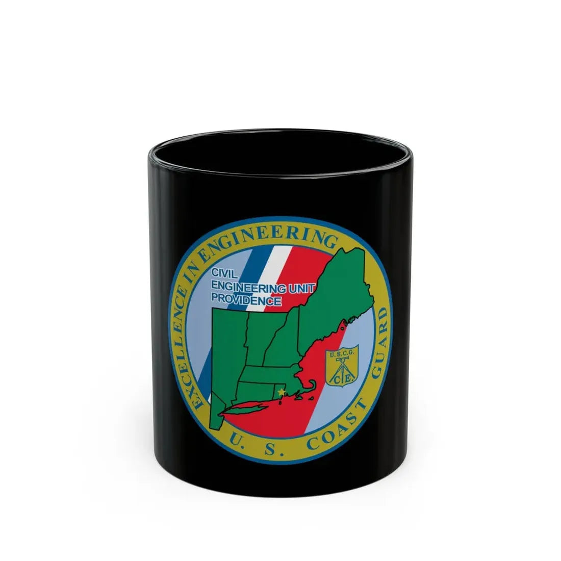 USCG Civil Engineering Unit Providence (U.S. Coast Guard) Black Coffee Mug 11oz - Go Mug Yourself