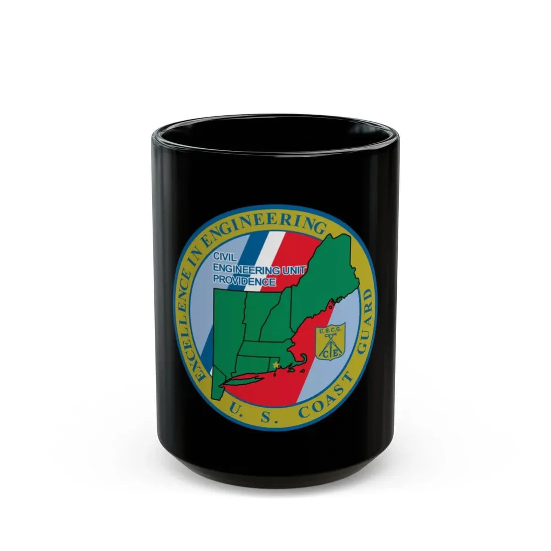 USCG Civil Engineering Unit Providence (U.S. Coast Guard) Black Coffee Mug 15oz - Go Mug Yourself