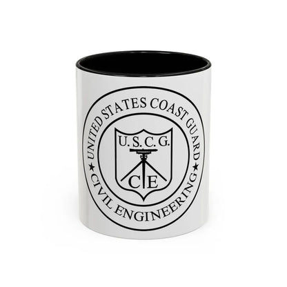 USCG Civil Engineering (U.S. Coast Guard) Accent Coffee Mug 11oz Black - Go Mug Yourself