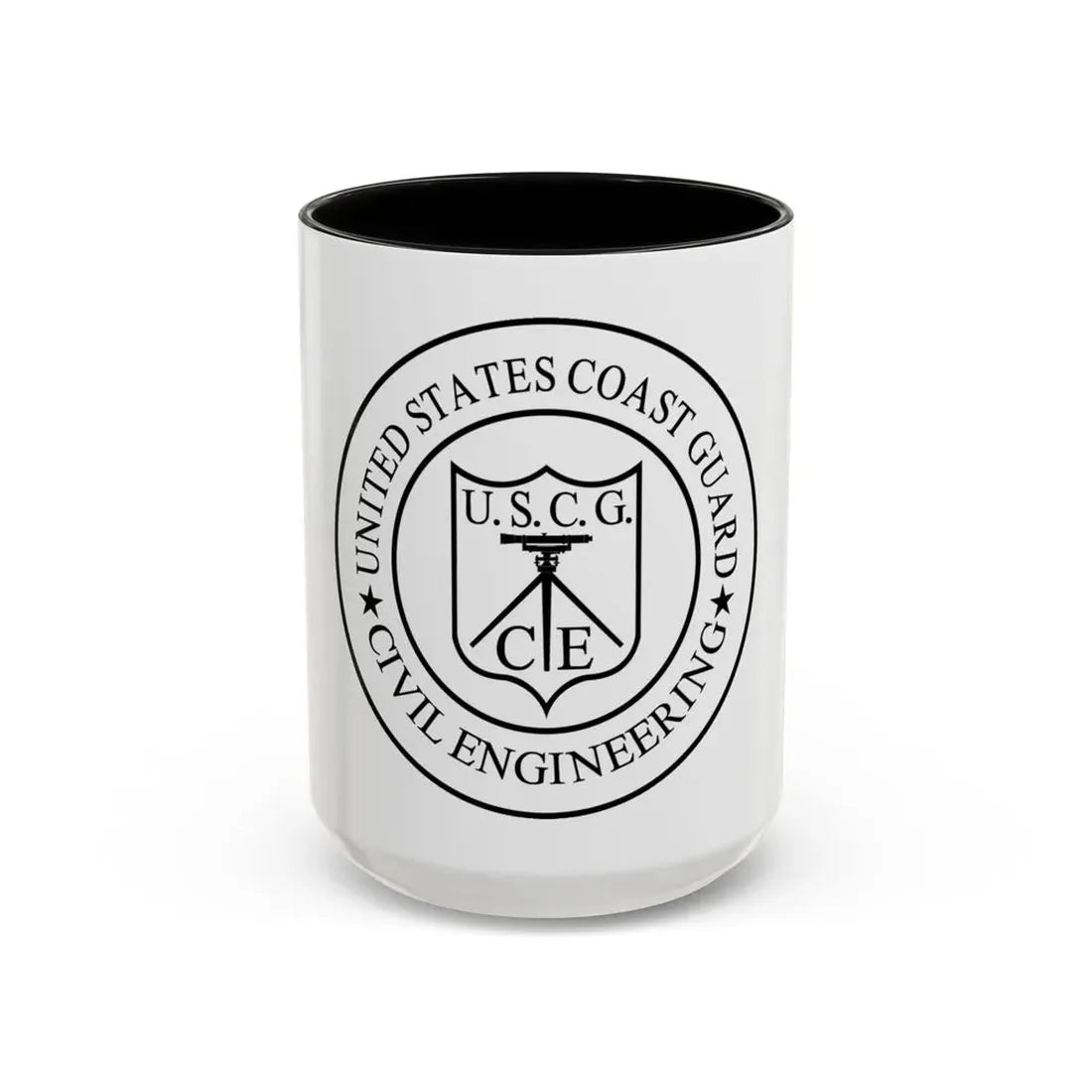 USCG Civil Engineering (U.S. Coast Guard) Accent Coffee Mug 15oz Black - Go Mug Yourself
