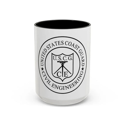 USCG Civil Engineering (U.S. Coast Guard) Accent Coffee Mug 15oz Black - Go Mug Yourself