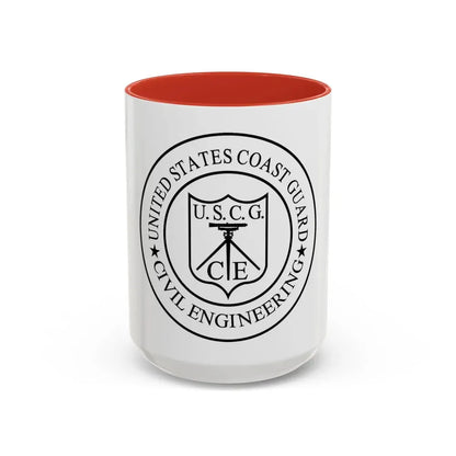 USCG Civil Engineering (U.S. Coast Guard) Accent Coffee Mug 15oz Red - Go Mug Yourself