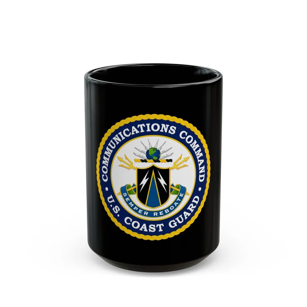 USCG Communications Command (U.S. Coast Guard) Black Coffee Mug-15oz-Go Mug Yourself