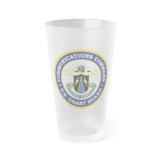 USCG Communications Command (U.S. Coast Guard) Frosted Pint Glass 16oz-Go Mug Yourself