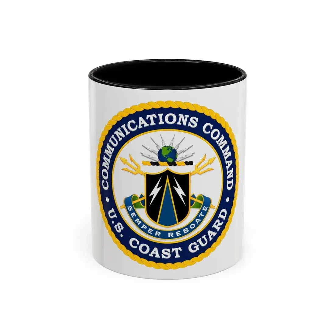 USCG Communications Command (U.S. Coast Guard) Accent Coffee Mug 11oz Black - Go Mug Yourself