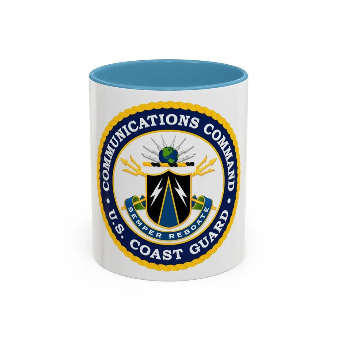 USCG Communications Command (U.S. Coast Guard) Accent Coffee Mug 11oz Light Blue - Go Mug Yourself