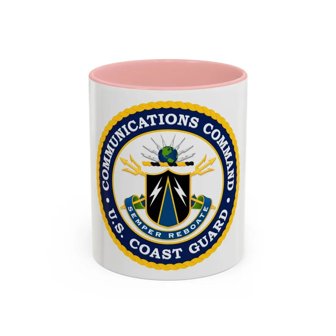 USCG Communications Command (U.S. Coast Guard) Accent Coffee Mug 11oz Pink - Go Mug Yourself