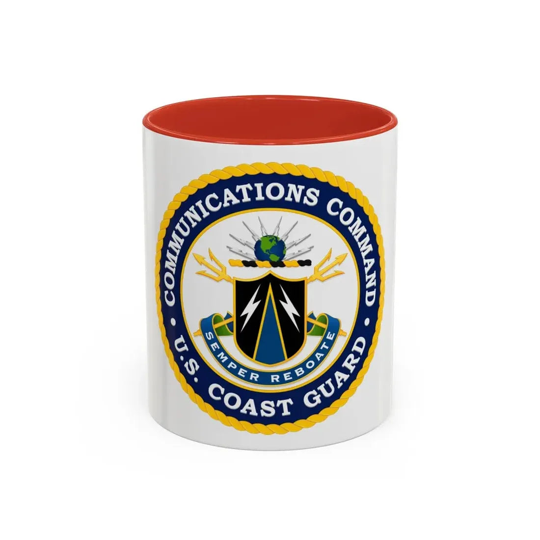 USCG Communications Command (U.S. Coast Guard) Accent Coffee Mug 11oz Red - Go Mug Yourself
