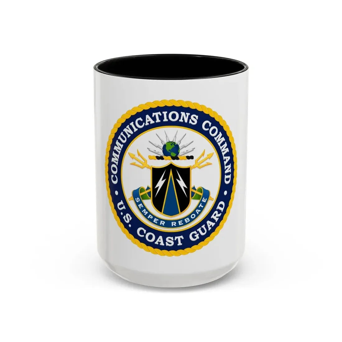 USCG Communications Command (U.S. Coast Guard) Accent Coffee Mug 15oz Black - Go Mug Yourself
