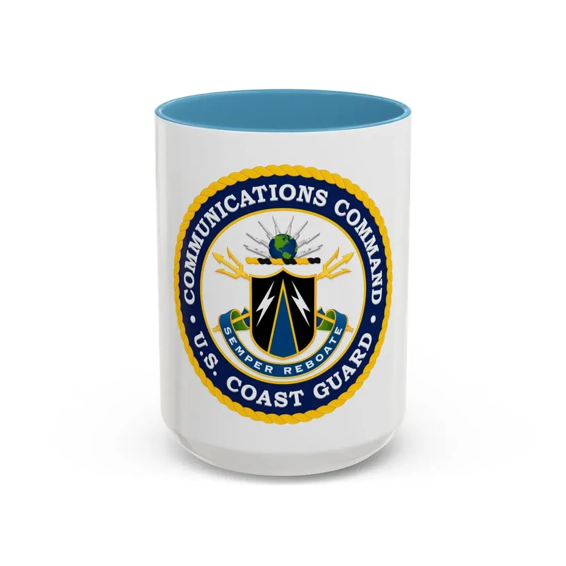 USCG Communications Command (U.S. Coast Guard) Accent Coffee Mug 15oz Light Blue - Go Mug Yourself