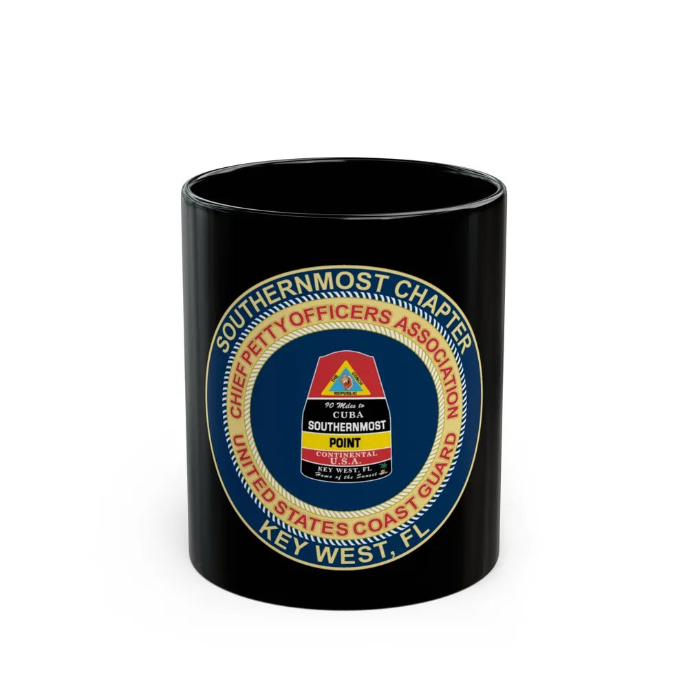 USCG CPOA Key West FL Southernmost Chapter (U.S. Coast Guard) Black Coffee Mug-11oz-Go Mug Yourself