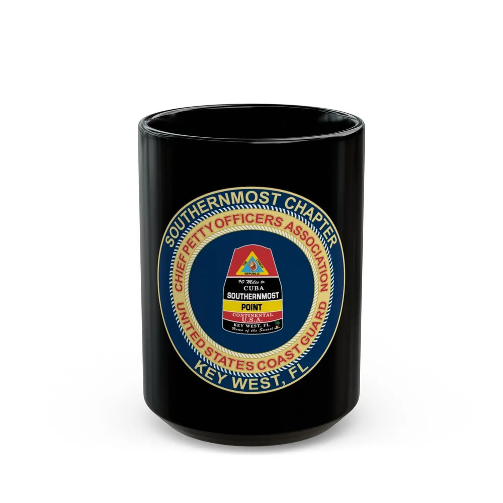 USCG CPOA Key West FL Southernmost Chapter (U.S. Coast Guard) Black Coffee Mug-15oz-Go Mug Yourself