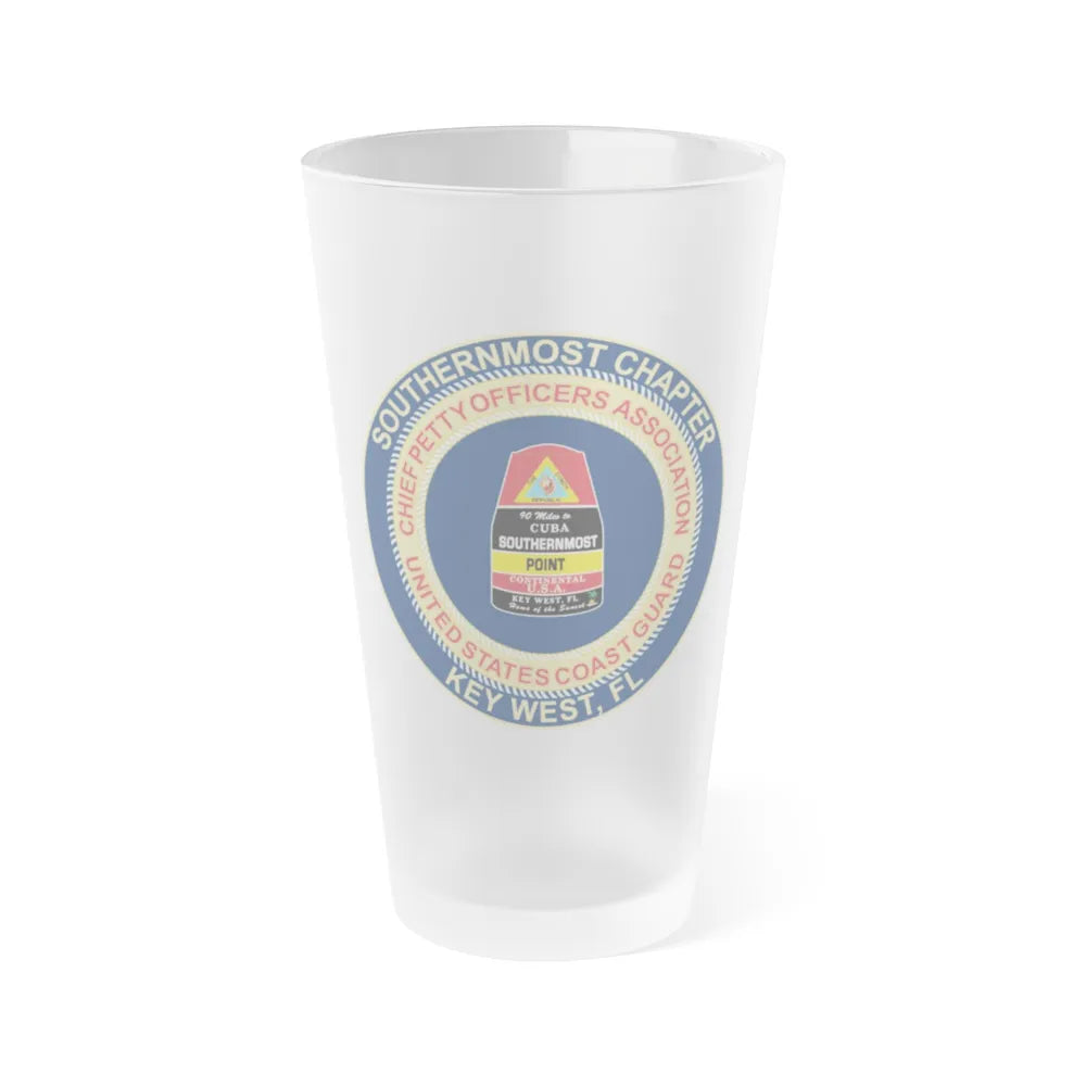 USCG CPOA Key West FL Southernmost Chapter (U.S. Coast Guard) Frosted Pint Glass 16oz-Go Mug Yourself