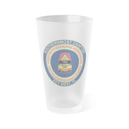 USCG CPOA Key West FL Southernmost Chapter (U.S. Coast Guard) Frosted Pint Glass 16oz-Go Mug Yourself