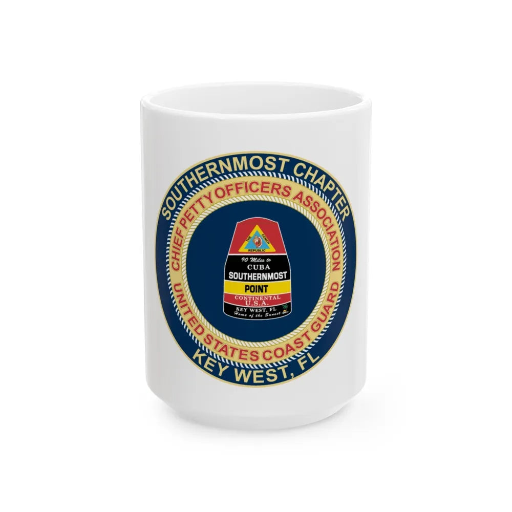 USCG CPOA Key West FL Southernmost Chapter (U.S. Coast Guard) White Coffee Mug-15oz-Go Mug Yourself