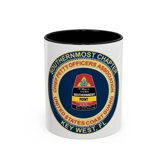 USCG CPOA Key West FL Southernmost Chapter (U.S. Coast Guard) Accent Coffee Mug 11oz Black - Go Mug Yourself