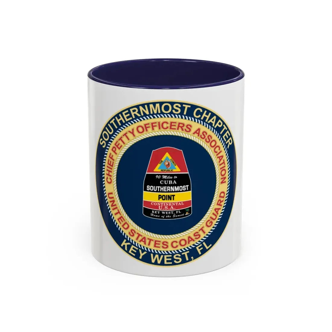 USCG CPOA Key West FL Southernmost Chapter (U.S. Coast Guard) Accent Coffee Mug 11oz Navy - Go Mug Yourself