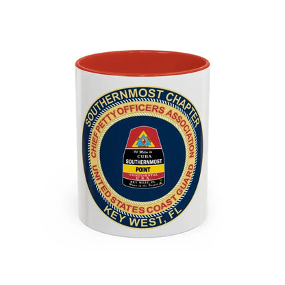 USCG CPOA Key West FL Southernmost Chapter (U.S. Coast Guard) Accent Coffee Mug 11oz Red - Go Mug Yourself