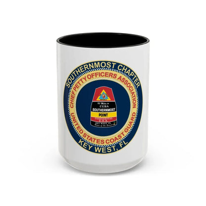 USCG CPOA Key West FL Southernmost Chapter (U.S. Coast Guard) Accent Coffee Mug 15oz Black - Go Mug Yourself