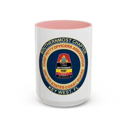 USCG CPOA Key West FL Southernmost Chapter (U.S. Coast Guard) Accent Coffee Mug 15oz Pink - Go Mug Yourself