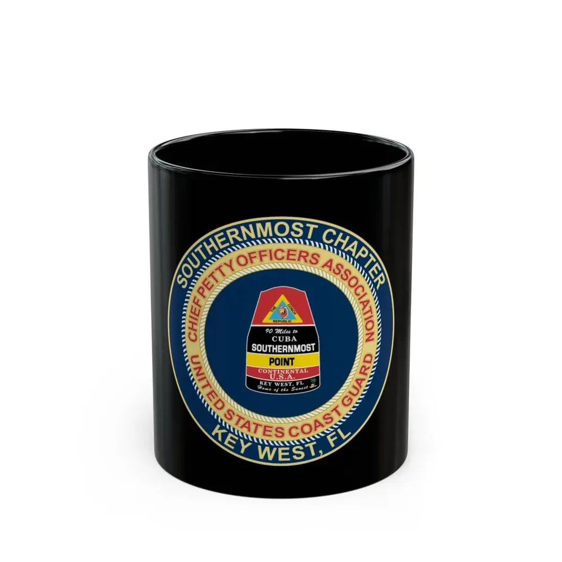 USCG CPOA Key West FL Southernmost Chapter (U.S. Coast Guard) Black Coffee Mug 11oz - Go Mug Yourself