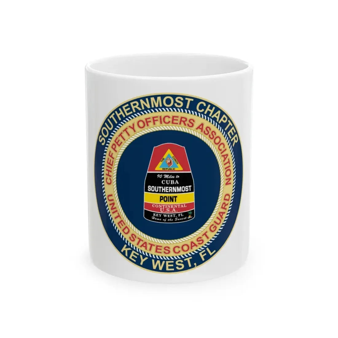 USCG CPOA Key West FL Southernmost Chapter (U.S. Coast Guard) White Coffee Mug 11oz - Go Mug Yourself