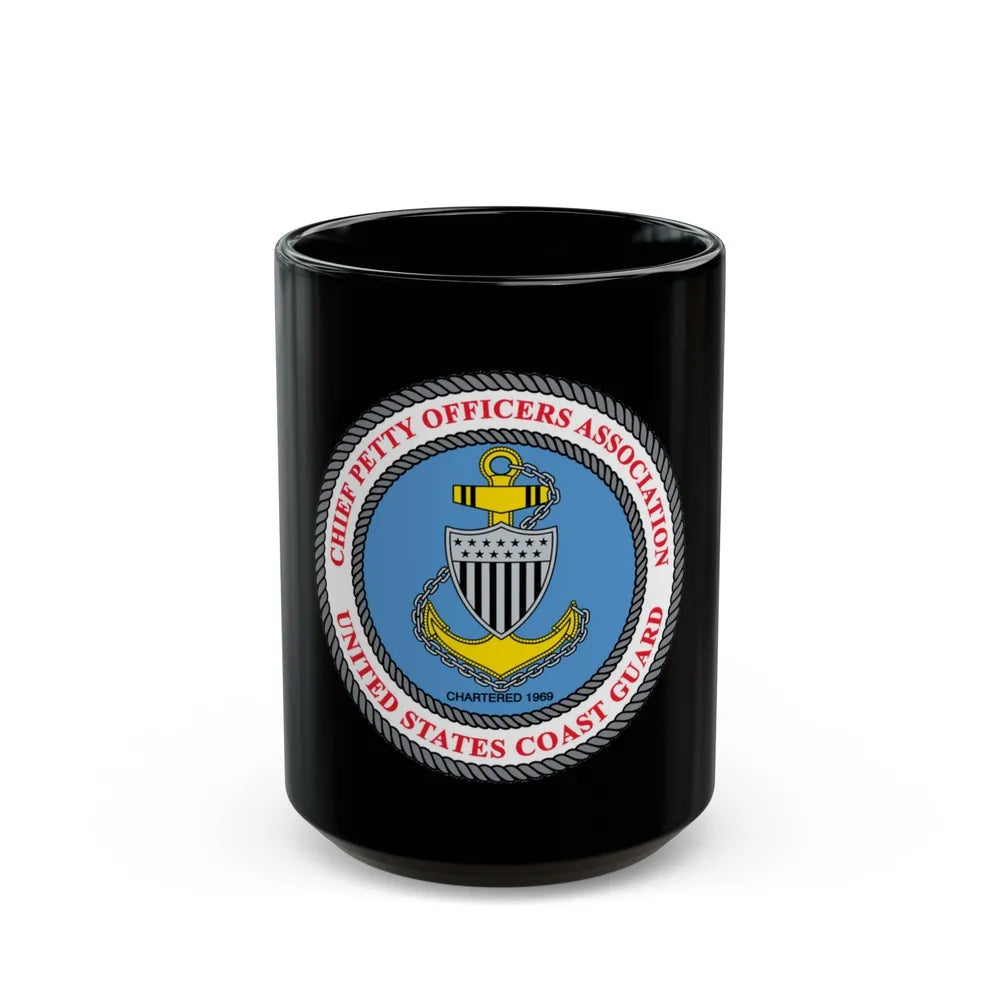 USCG CPOA (U.S. Coast Guard) Black Coffee Mug-15oz-Go Mug Yourself