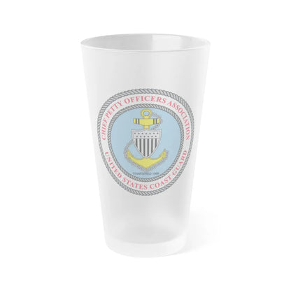 USCG CPOA (U.S. Coast Guard) Frosted Pint Glass 16oz-Go Mug Yourself