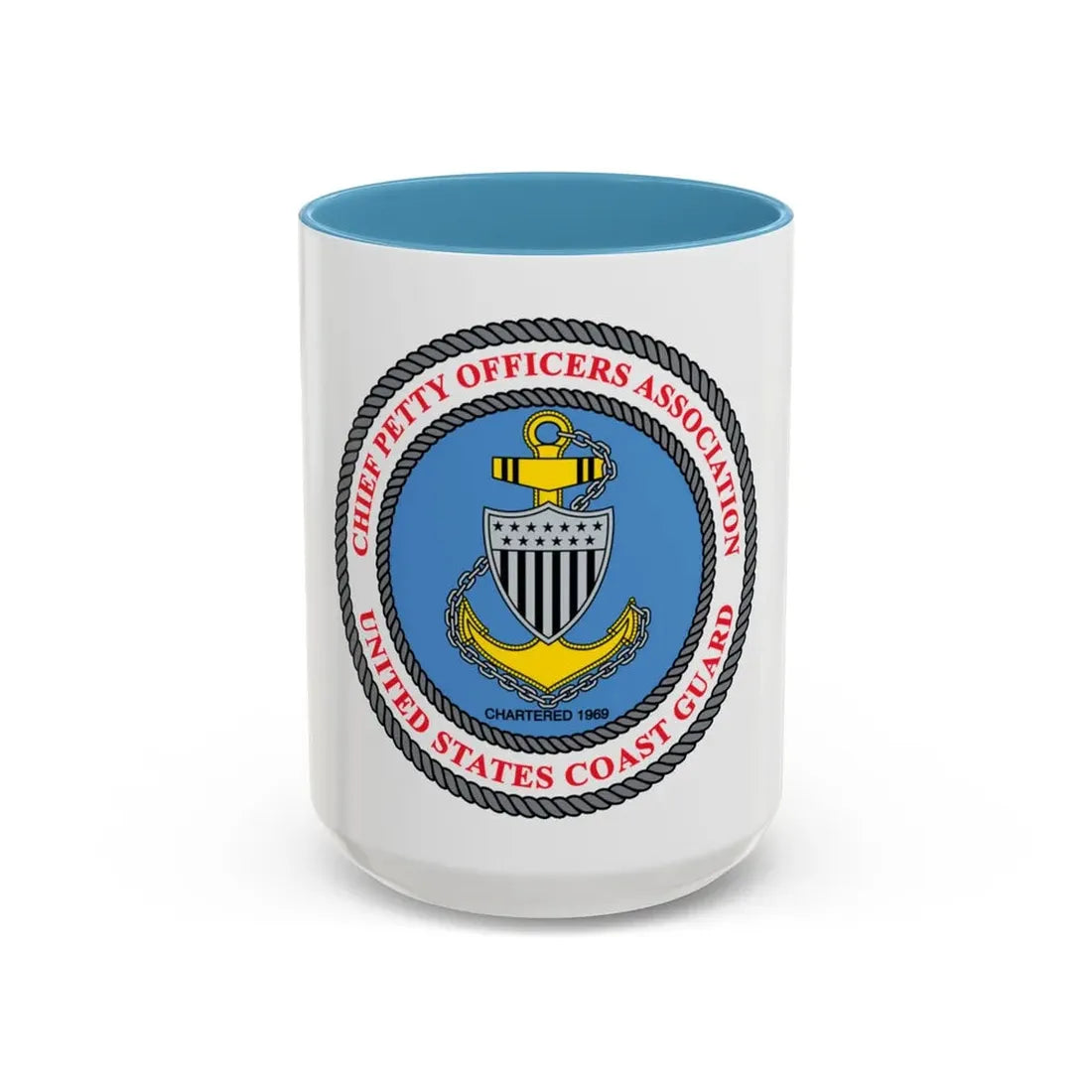 USCG CPOA (U.S. Coast Guard) Accent Coffee Mug 15oz Light Blue - Go Mug Yourself