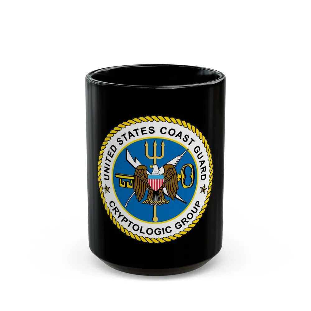 USCG Cryptologic Group (U.S. Coast Guard) Black Coffee Mug-15oz-Go Mug Yourself