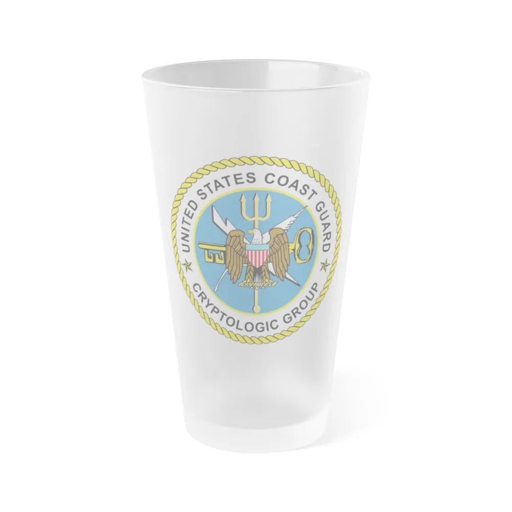 USCG Cryptologic Group (U.S. Coast Guard) Frosted Pint Glass 16oz-Go Mug Yourself