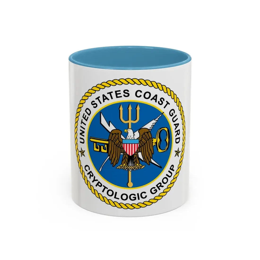 USCG Cryptologic Group (U.S. Coast Guard) Accent Coffee Mug 11oz Light Blue - Go Mug Yourself