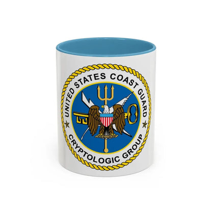 USCG Cryptologic Group (U.S. Coast Guard) Accent Coffee Mug 11oz Light Blue - Go Mug Yourself