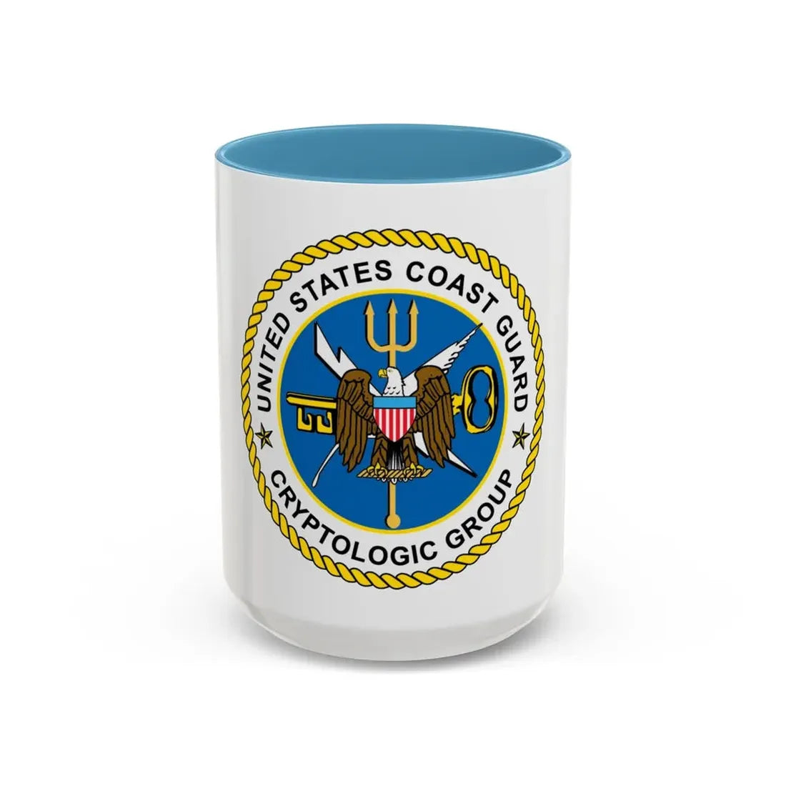 USCG Cryptologic Group (U.S. Coast Guard) Accent Coffee Mug 15oz Light Blue - Go Mug Yourself