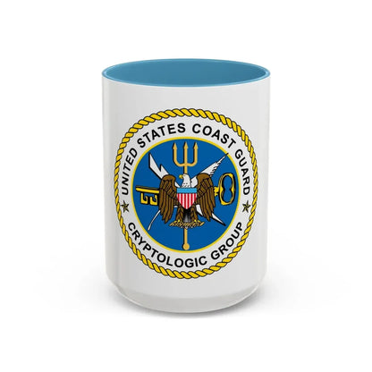 USCG Cryptologic Group (U.S. Coast Guard) Accent Coffee Mug 15oz Light Blue - Go Mug Yourself