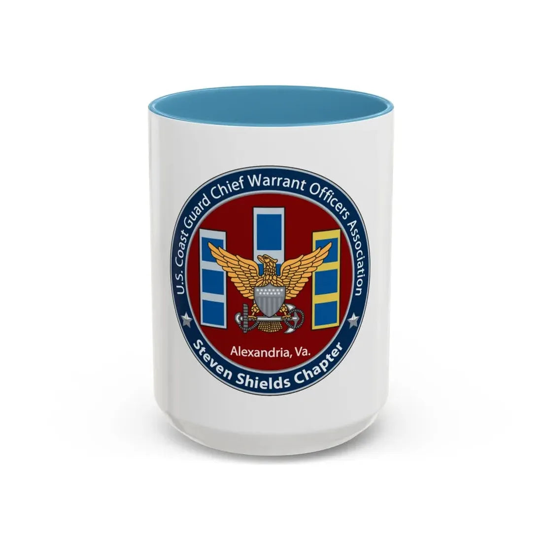 USCG CWO Assoc Steven Shields Chapter (U.S. Coast Guard) Accent Coffee Mug 15oz Light Blue - Go Mug Yourself