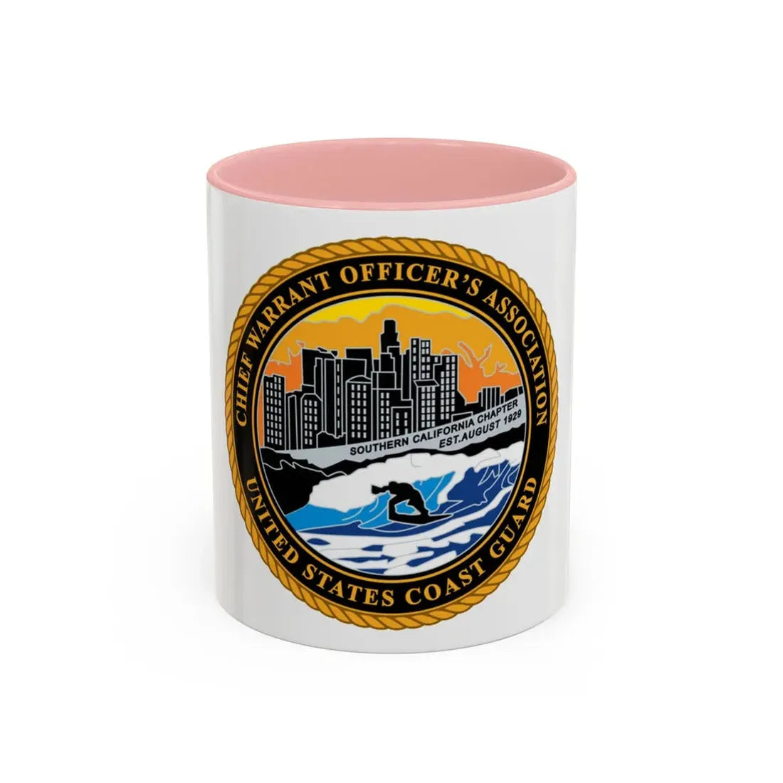 USCG CWO Assoc Surfer (U.S. Coast Guard) Accent Coffee Mug 11oz Pink - Go Mug Yourself