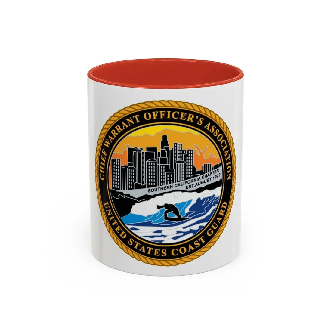 USCG CWO Assoc Surfer (U.S. Coast Guard) Accent Coffee Mug 11oz Red - Go Mug Yourself