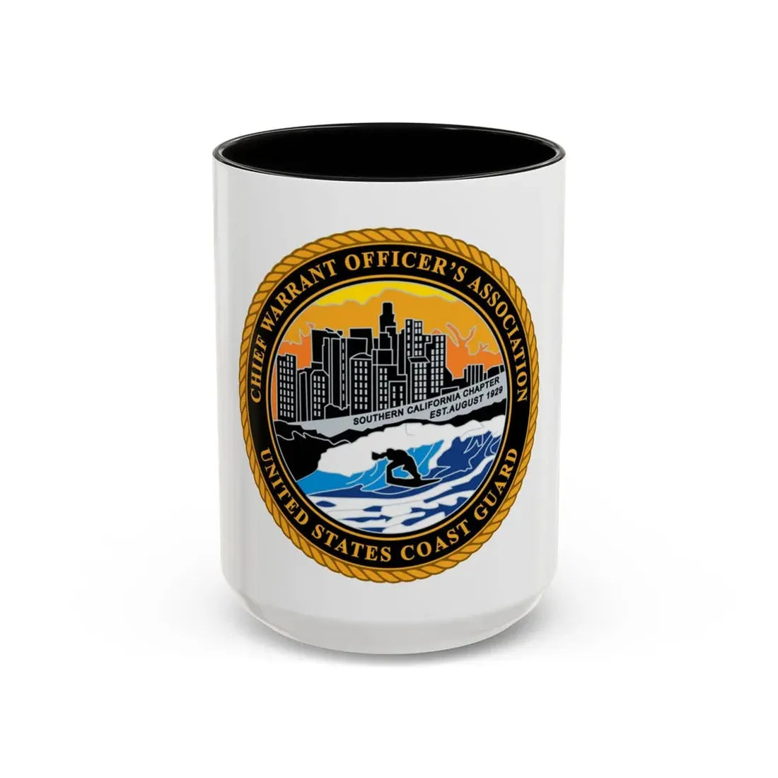 USCG CWO Assoc Surfer (U.S. Coast Guard) Accent Coffee Mug 15oz Black - Go Mug Yourself