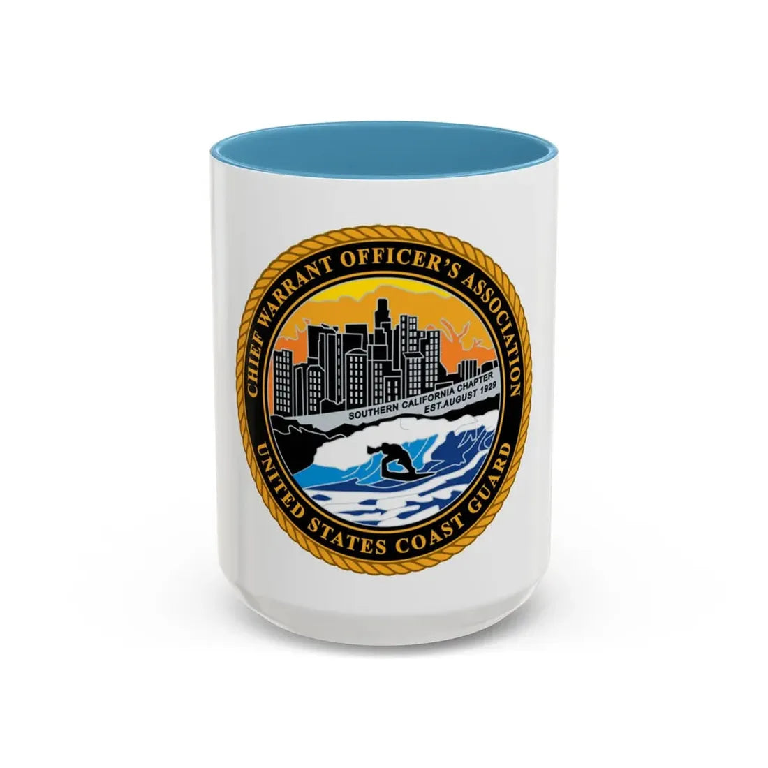USCG CWO Assoc Surfer (U.S. Coast Guard) Accent Coffee Mug 15oz Light Blue - Go Mug Yourself