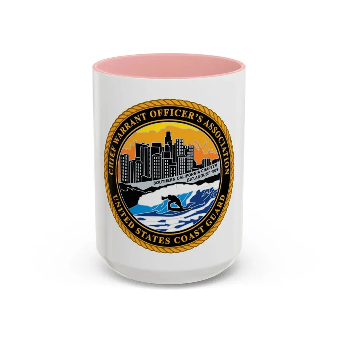 USCG CWO Assoc Surfer (U.S. Coast Guard) Accent Coffee Mug 15oz Pink - Go Mug Yourself