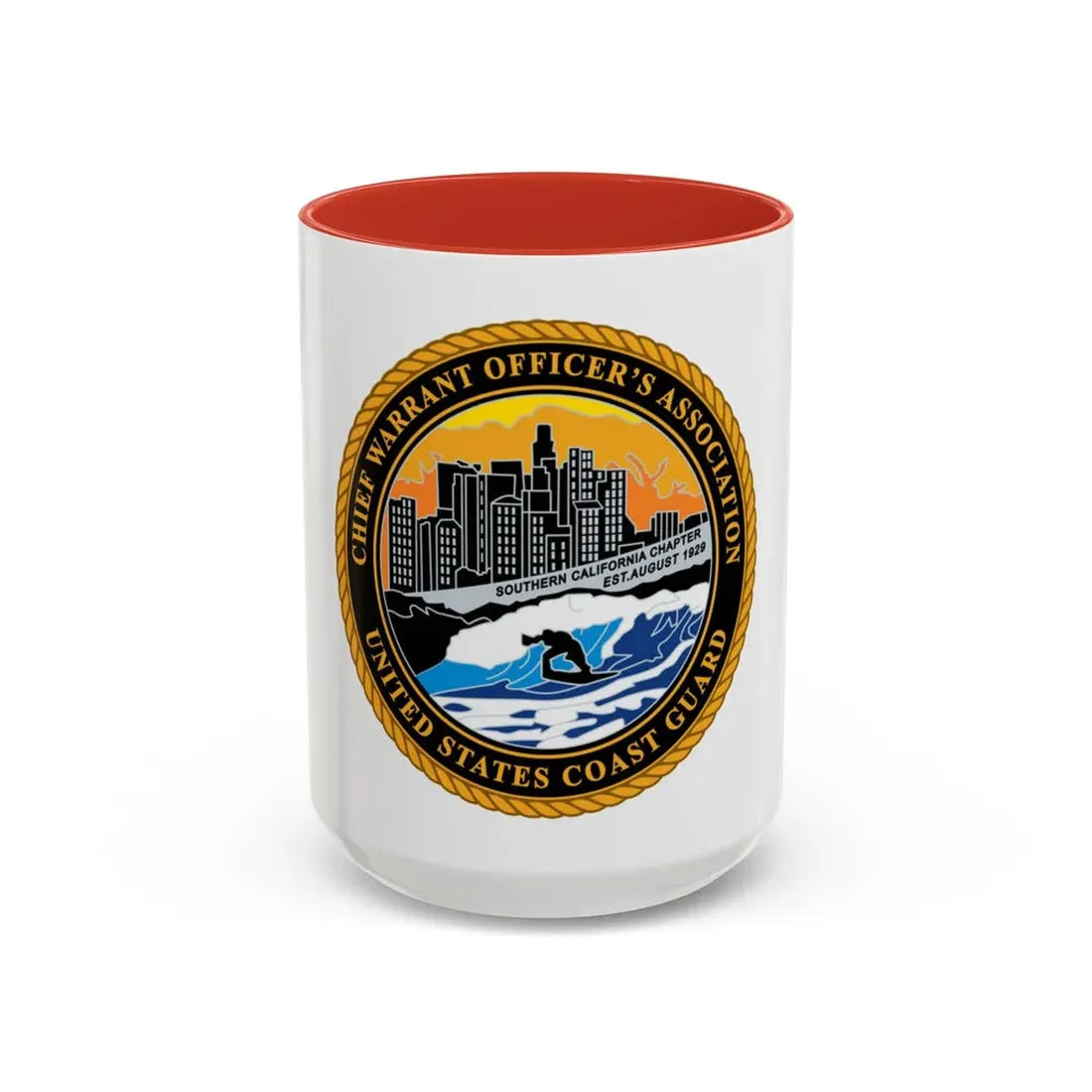 USCG CWO Assoc Surfer (U.S. Coast Guard) Accent Coffee Mug 15oz Red - Go Mug Yourself