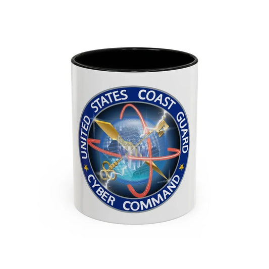USCG Cyber Command (U.S. Coast Guard) Accent Coffee Mug 11oz Black - Go Mug Yourself