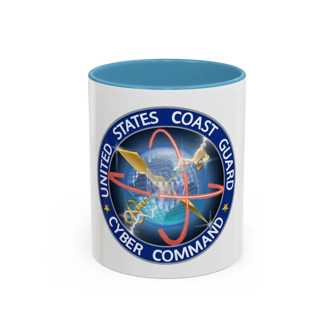 USCG Cyber Command (U.S. Coast Guard) Accent Coffee Mug 11oz Light Blue - Go Mug Yourself